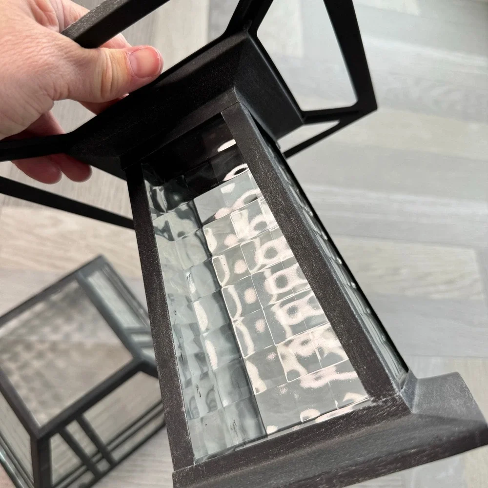 PartyLite Black Metal‎ Glass Lantern Outdoor Candle Holder Mission Style Retired